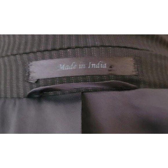 JOSEPH ABBOUD 40R MENS PINSTRIPE SPORT COAT 100% WOOL BLACK TWO-BUTTON B514 - Picture 4 of 9